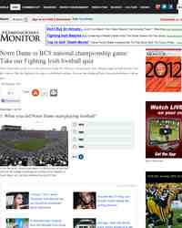 Notre Dame in BCS national championship game Take: Christian Science Monitor